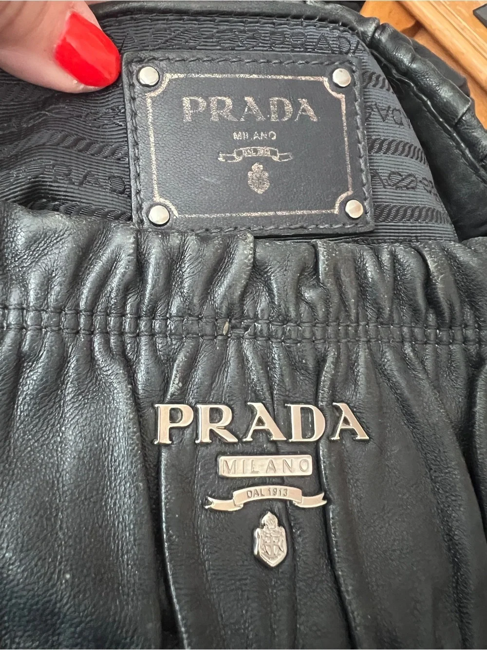 Prada BlackDark Gray Ruched Leather Hobo Bag! ⭐️⭐️Offers are always welcome!